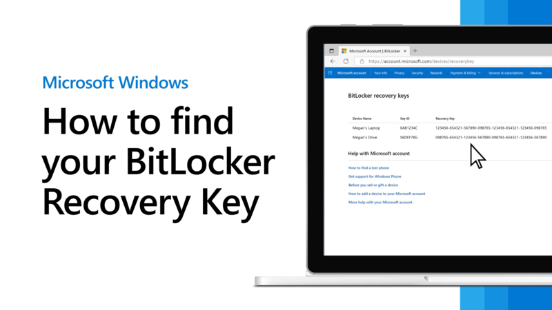奏ページ BitLocker 回復キーを見つける - Microsoft サポート